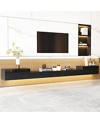 Black wall-mounted Tv stand, entertainment center with five drawers, media console with light strip