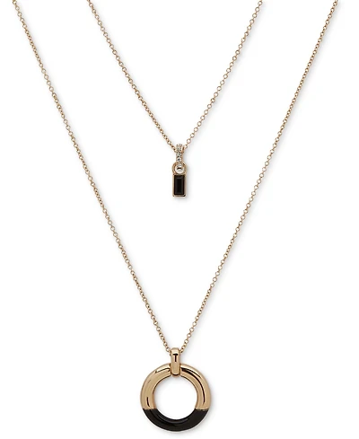 Dkny Gold-Tone Crystal & Ring Layered Pendant Necklace, 16" + 3" extender
