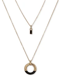 Dkny Gold-Tone Crystal & Ring Layered Pendant Necklace, 16" + 3" extender