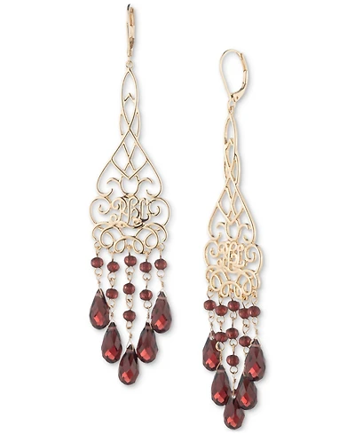 Lauren Ralph Lauren Gold-Tone Beaded Chandelier Earrings