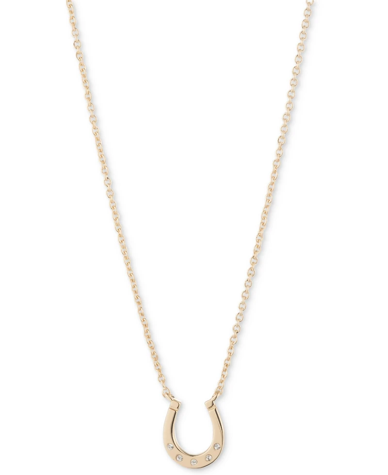Lauren Ralph Lauren Pave Horseshoe Pendant Necklace, 16" + 3" extender