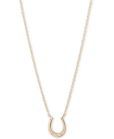 Lauren Ralph Lauren Pave Horseshoe Pendant Necklace, 16" + 3" extender