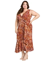 R & M Richards Plus V-Neck Sleeveless Maxi Dress