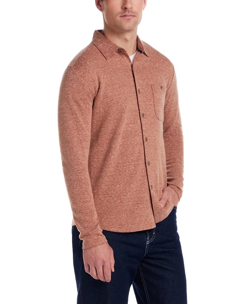 Weatherproof Vintage Men's Long Sleeve Heathered Button-Front Shirt