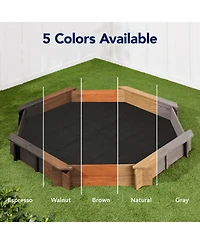 Best Choice Products Kid's Octagonal Wooden Outdoor Sandbox w/ Benches, 8 Seats, Cover, Xl Sandpit, Liner