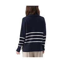 Ripe Maternity Lori Nursing Knit Sweater Navy and White for Comfortable Breastfeeding