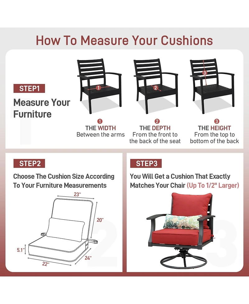 Aoodor Dining Chair Seat Cushion 22” W x 24” D x 5.1” H, Green Back Cushion for Indoor&Outdoor