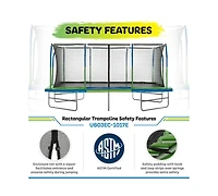 Plexalife - Mega 10' X 17' Gymnastics Style, Rectangular Trampoline Set with Premium Top-Ring Enclosure System