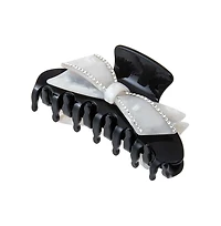 White & Black Bow Medium Claw Clip By Adina Eden