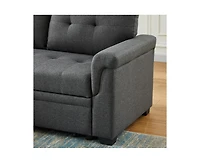 Homlux 84"W Dark Gray Linen Reversible Sleeper Sectional Sofa with Storage Chaise