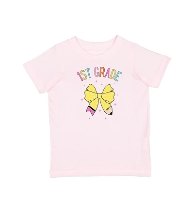 Sweet Wink Little and Big Girls First Grade Pencil Bow Short Sleeve T-Shirt