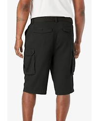 KingSize Tall 12" Side Elastic Cargo Short With Twill Belt