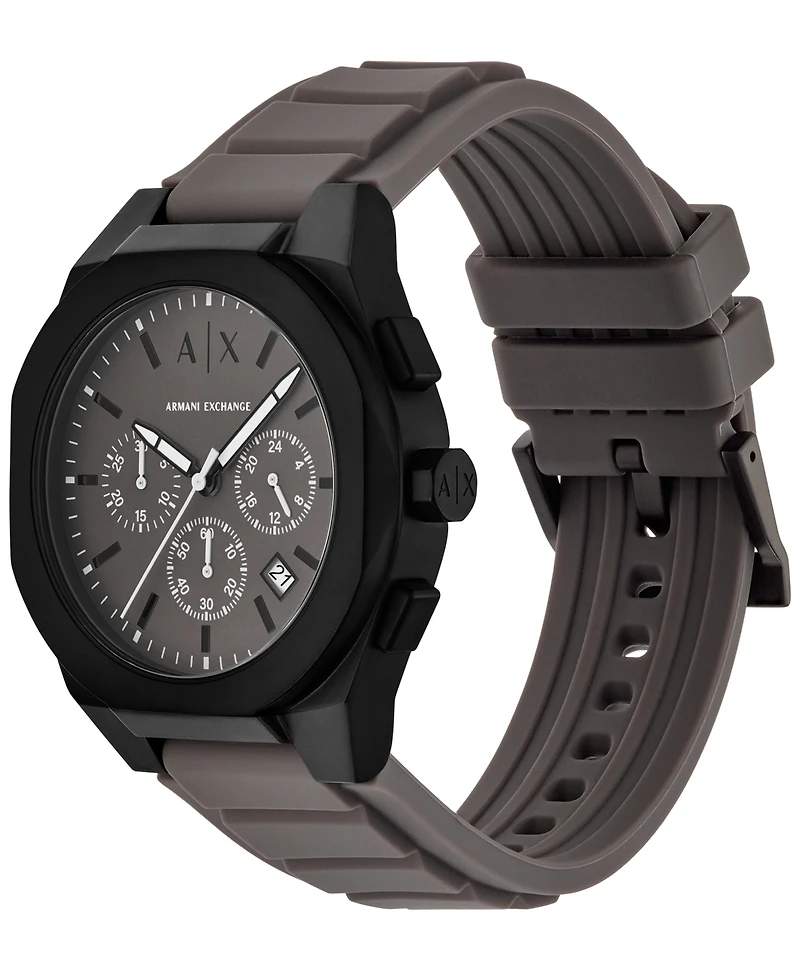 A|X Armani Exchange Men's Sync Quartz Chronograph Gray Silicone Watch, 42mm