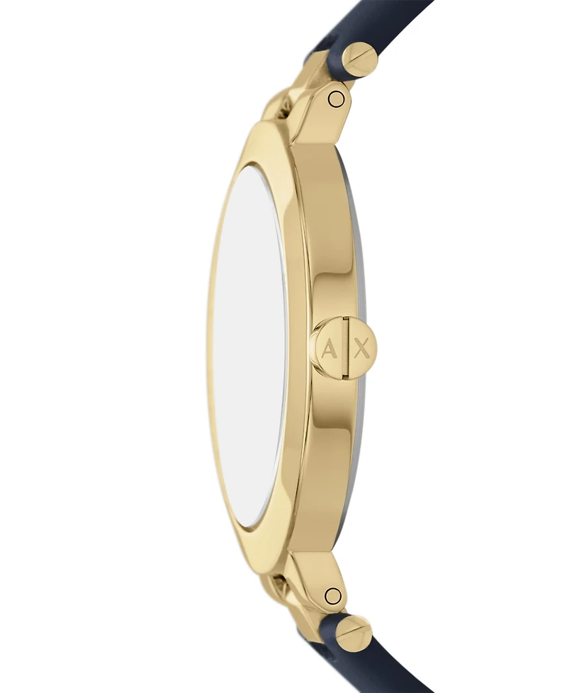 A|X Armani Exchange Women's Quartz Two-Hand Blue Leather Watch, 36mm