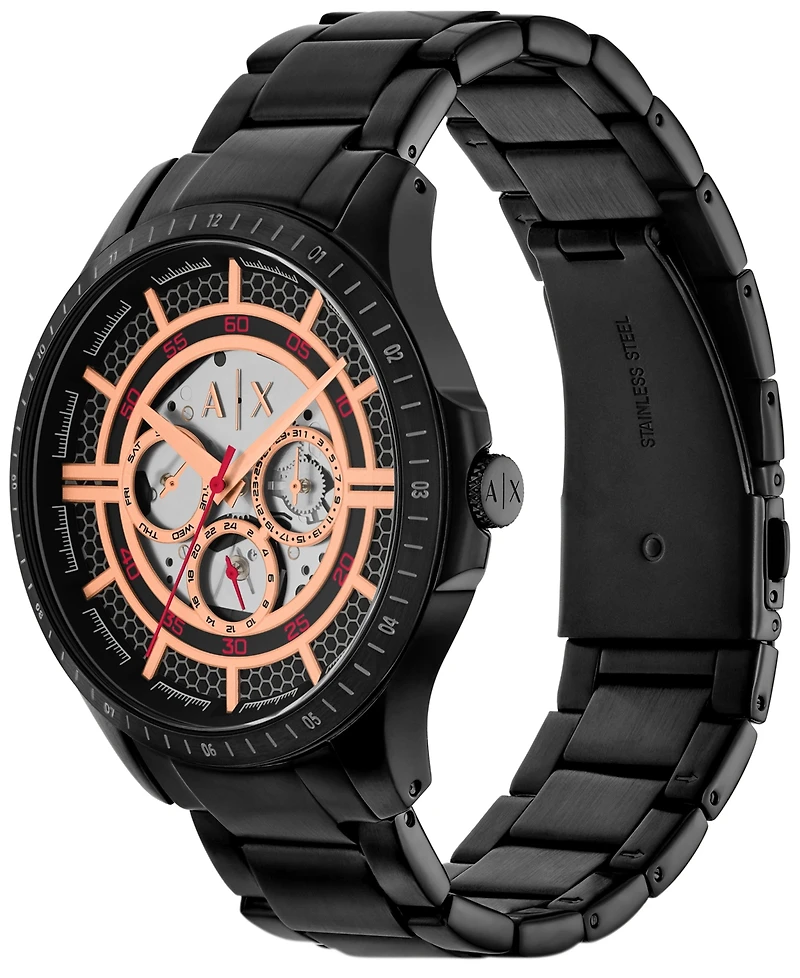 A|X Armani Exchange Men's Quartz Multifunction Black Stainless Steel Watch, 46mm
