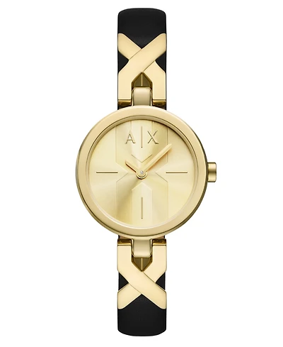 A|X Armani Exchange Women's Quartz Two-Hand Black Leather Watch, 32mm