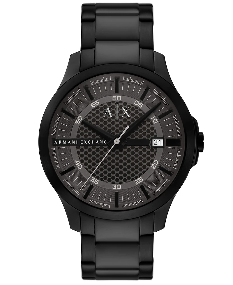 A|X Armani Exchange Men's Quartz Three-Hand Date Black Stainless Steel Watch, 46mm