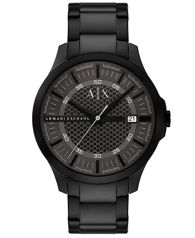 A|X Armani Exchange Men's Quartz Three-Hand Date Black Stainless Steel Watch, 46mm