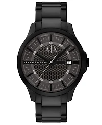 A|X Armani Exchange Men's Quartz Three-Hand Date Black Stainless Steel Watch, 46mm