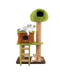 Costway 56" Tall Cat Tower with Mushroom-shaped Nest Condo Climbing Ladder Teasing Ball