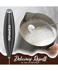 PowerLix Milk Frother Battery Operated Foam Maker For Coffee With Stainless Steel Stand