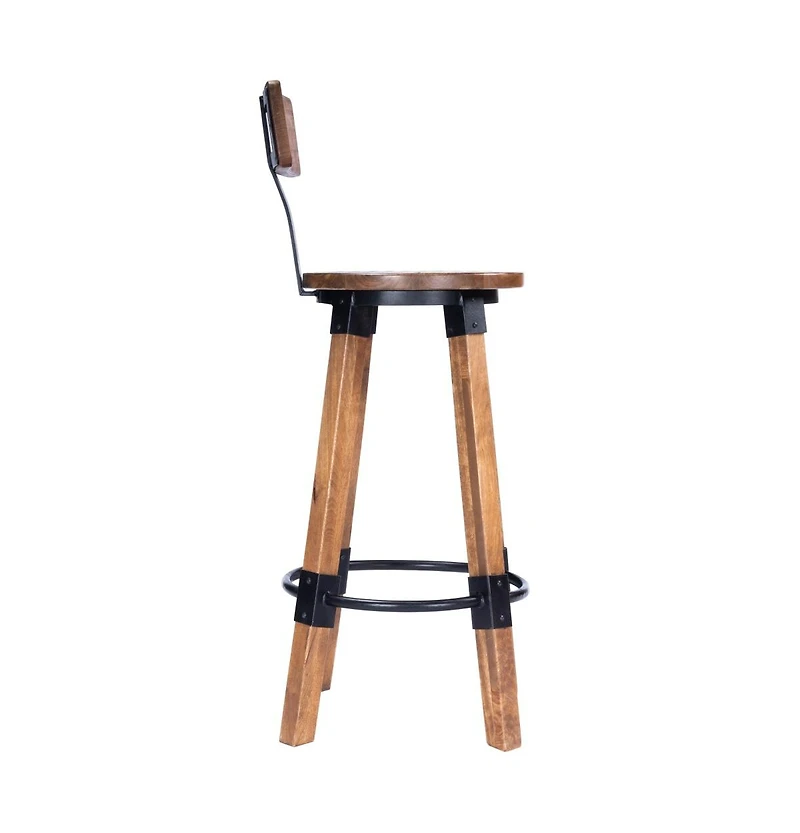 Solid Wood and Iron Bar Chair for Kitchen Island and Counter Seating