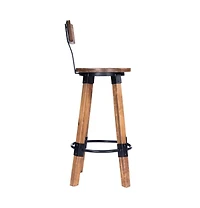 Solid Wood and Iron Bar Chair for Kitchen Island and Counter Seating