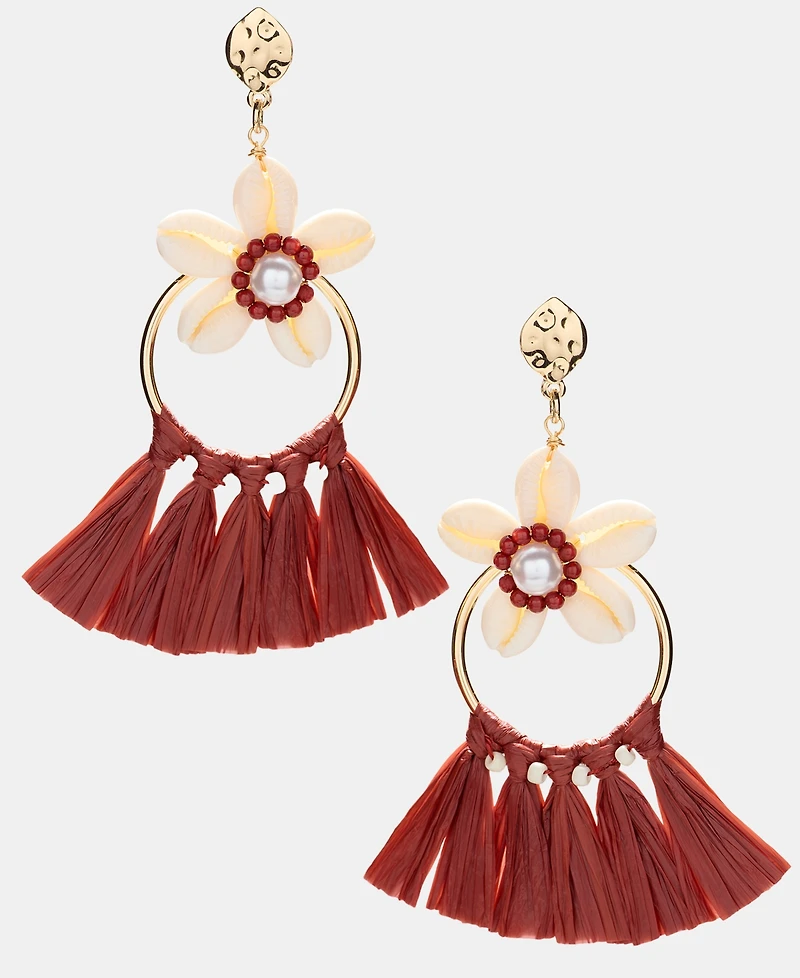 Gold-Tone Raffia Imitation Shell Floral Drop Earrings - Macy's Exclusive - On 34th | Alix Friedberg Capsule Collection