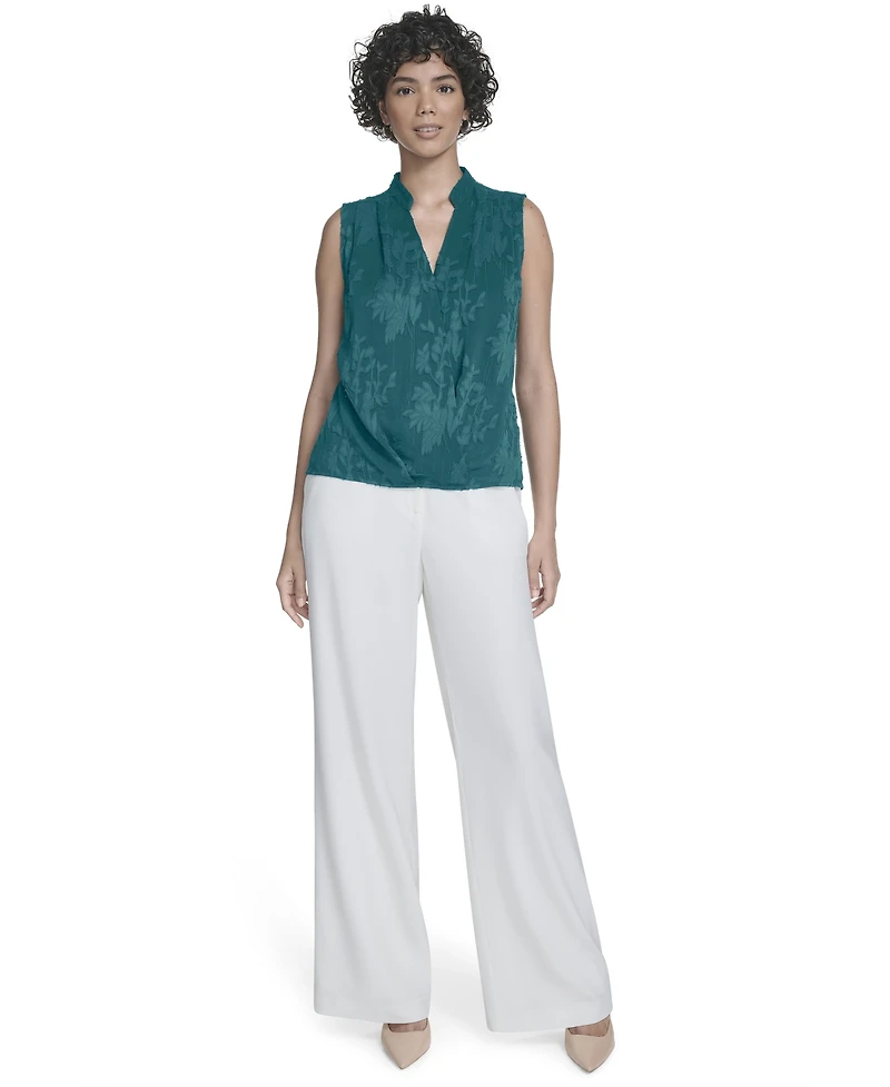 Calvin Klein Women's Floral Surplice-Neck Sleeveless Blouse