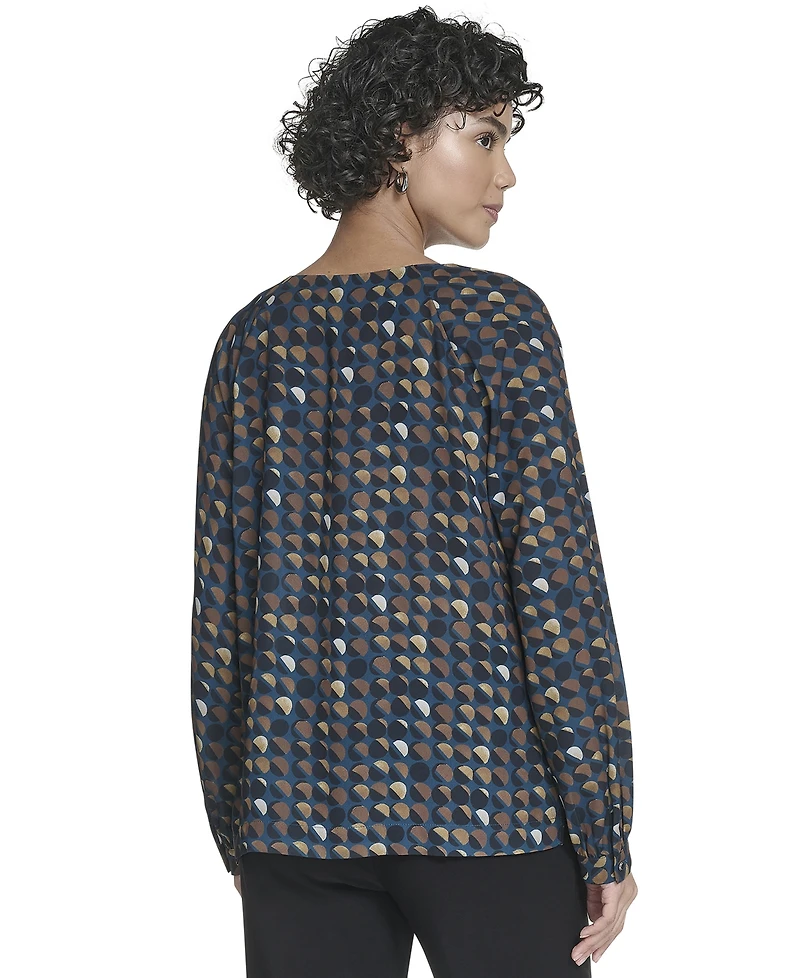 Calvin Klein Women's Printed Georgette Long-Sleeve Blouse