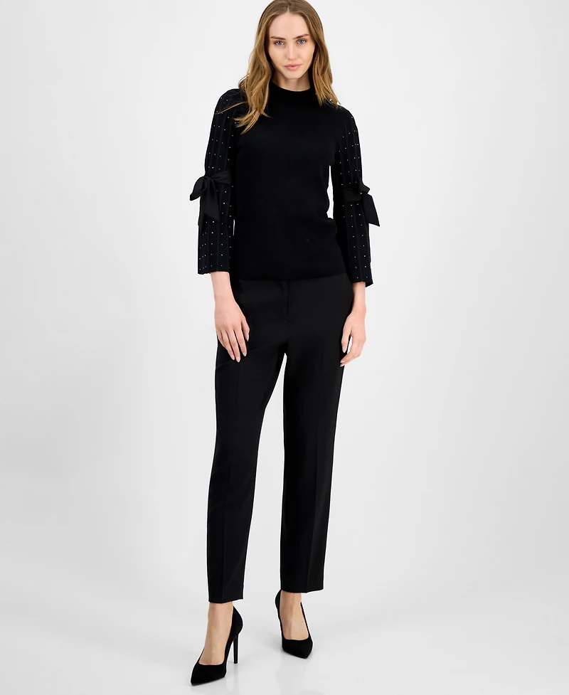 Anne Klein Women's Embellished Bow-Sleeve Crewneck Top