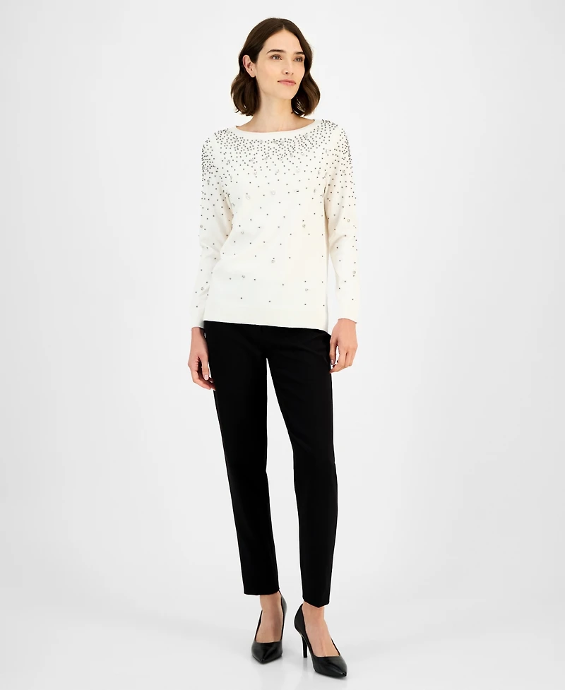 Anne Klein Women's Embellished Boatneck Sweater