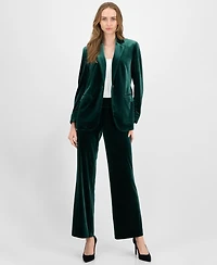 Anne Klein Women's Velvet High-Rise Pull-On Wide-Leg Pants