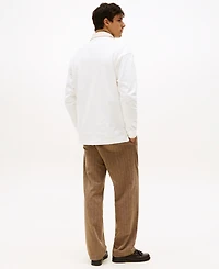 Tommy Hilfiger Men's Logo Crest Solid Rugby Sweater