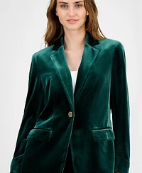 Anne Klein Women's Velvet One-Button Notch-Collar Jacket