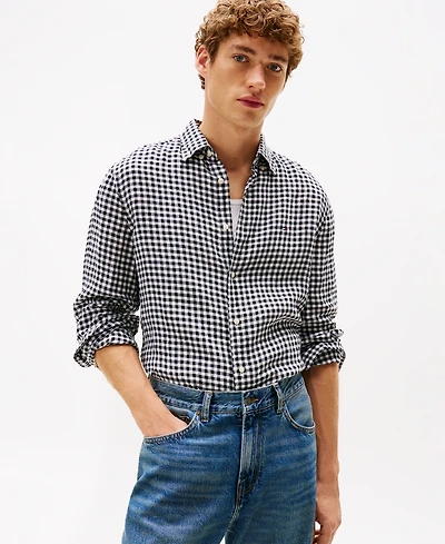 Tommy Hilfiger Men's 100% Linen Gingham Button Up Shirt