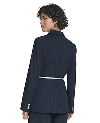 Calvin Klein Women's Pinstripe Belted One-Button Jacket