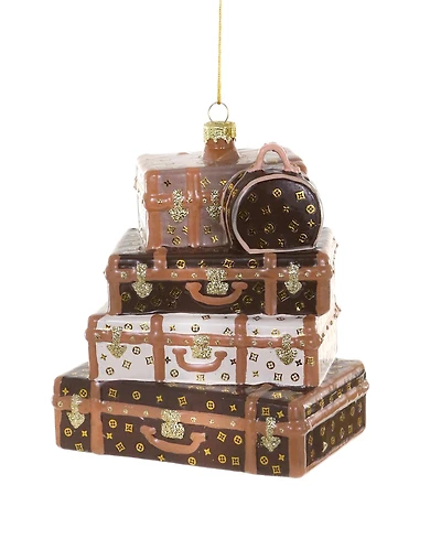 Cody Foster & Co. Stacked Luxury Luggage Set Glass Ornament