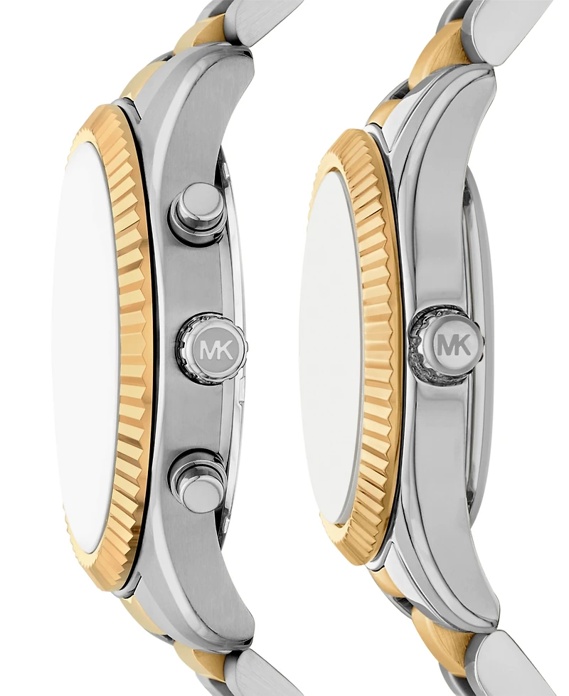 Michael Kors His and Hers Lexington Chronograph and Three-Hand Two-Tone Stainless Steel Watch Gift Set, 44mm and 26mm