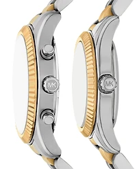 Michael Kors His and Hers Lexington Chronograph and Three-Hand Two-Tone Stainless Steel Watch Gift Set, 44mm and 26mm