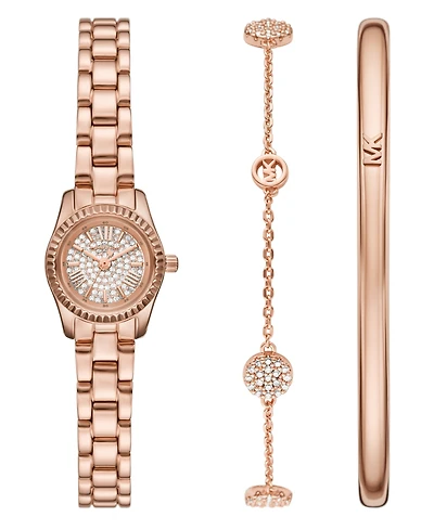 Michael Kors Women's Lexington Three-Hand Rose Gold-Tone Stainless-Steel Watch, 19mm and Bracelet Gift Set
