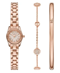 Michael Kors Women's Lexington Three-Hand Rose Gold-Tone Stainless-Steel Watch, 19mm and Bracelet Gift Set