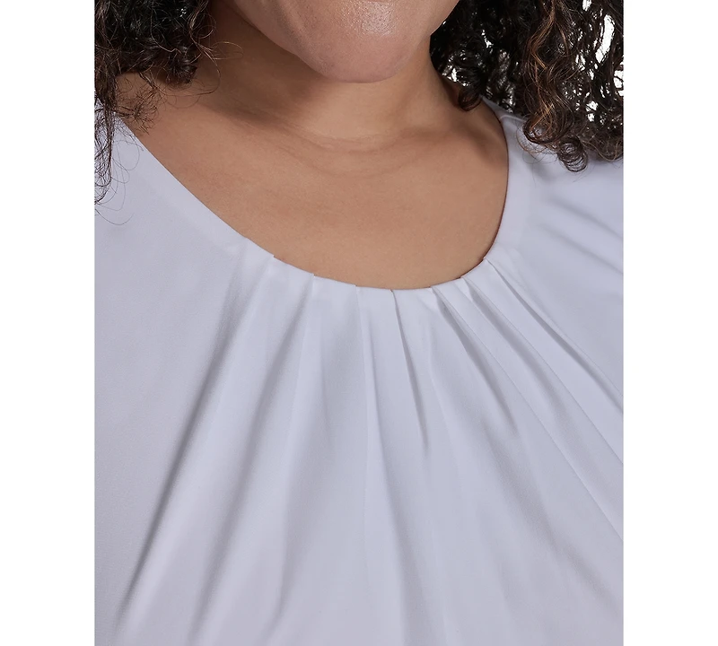 Calvin Klein Plus Sleeveless Pleat-Neck Top