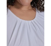 Calvin Klein Plus Sleeveless Pleat-Neck Top