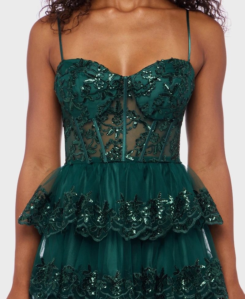 Alex & Sophia Juniors' Embellished Short Fit Flare Dress
