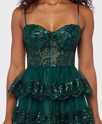 Alex & Sophia Juniors' Embellished Short Fit Flare Dress