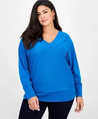 I.n.c. International Concepts Plus V-Neck Dolman-Sleeve Top, Created for Macy's