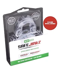 SafeJawz Ortho Sports Mouth Guard for Braces with Case and Disinfectant Spray Bundle Kit Basketball, Football, Mma, Hockey, Wrestling - Ice Pink