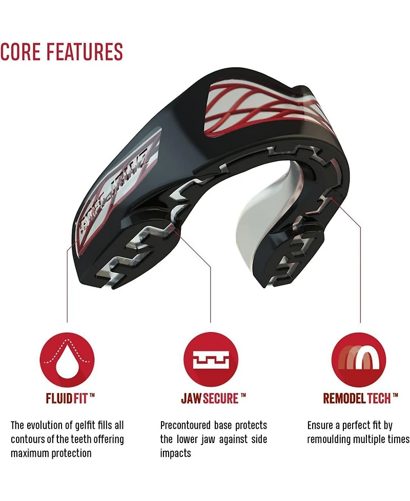 SafeJawz Nitro Triple Layer Shock Cage Mouth Guard with Case for Basketball, Lacrosse, Football, Mma, Hockey, Wrestling - Gray