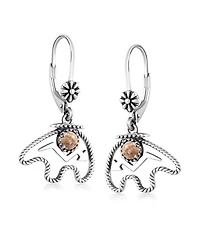 American West Jewelry Sterling Silver Picture Jasper Bear Lever Back Earrings